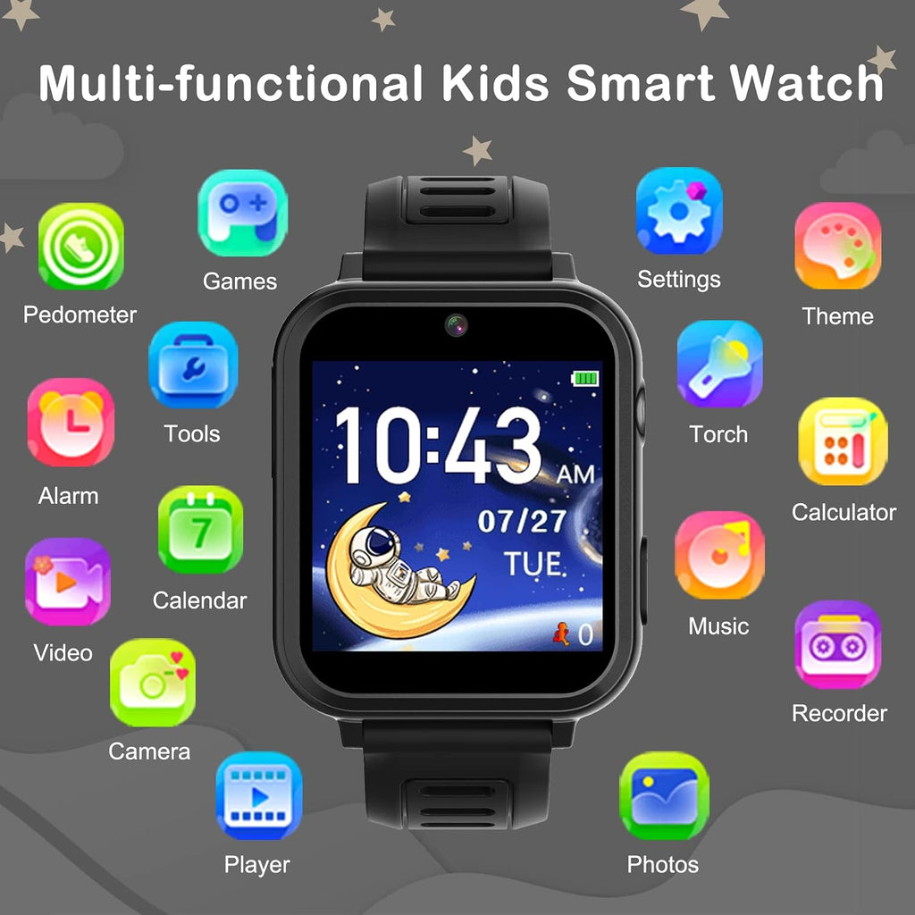 Phyulls - Reloj inteligente para niños, reloj inteligente con 39 juegos, cámara, grabadora de video, calculadora de alarma musical, calendario, linterna, cronómetro, podómetro, juguetes de regalo para