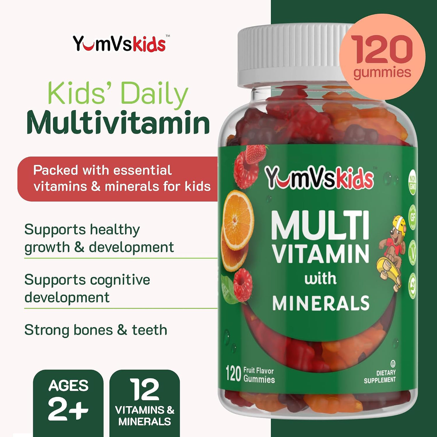 YumVs Kids - Gomitas multivitamínicas masticables con sabor a fruta...