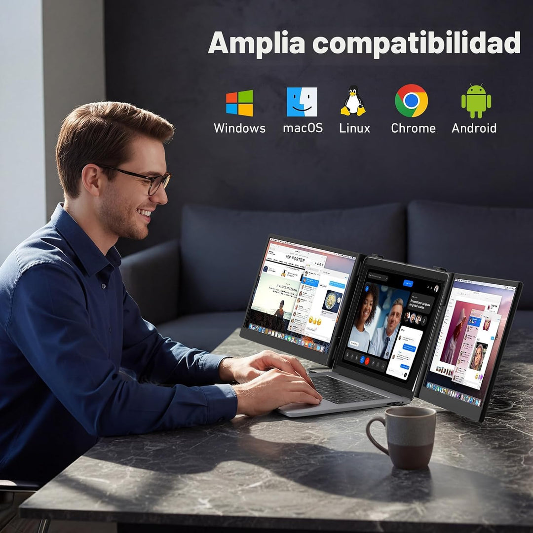 Vixtan Extensor de pantalla triple para portátil de 14 pulgadas, mo...