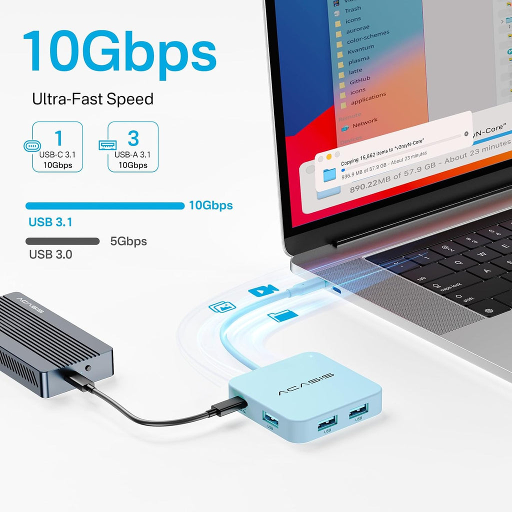 ACASIS USB C Hub 10Gbps, USB C a 4K 60Hz Adaptador HDMI para Laptop/MacBook