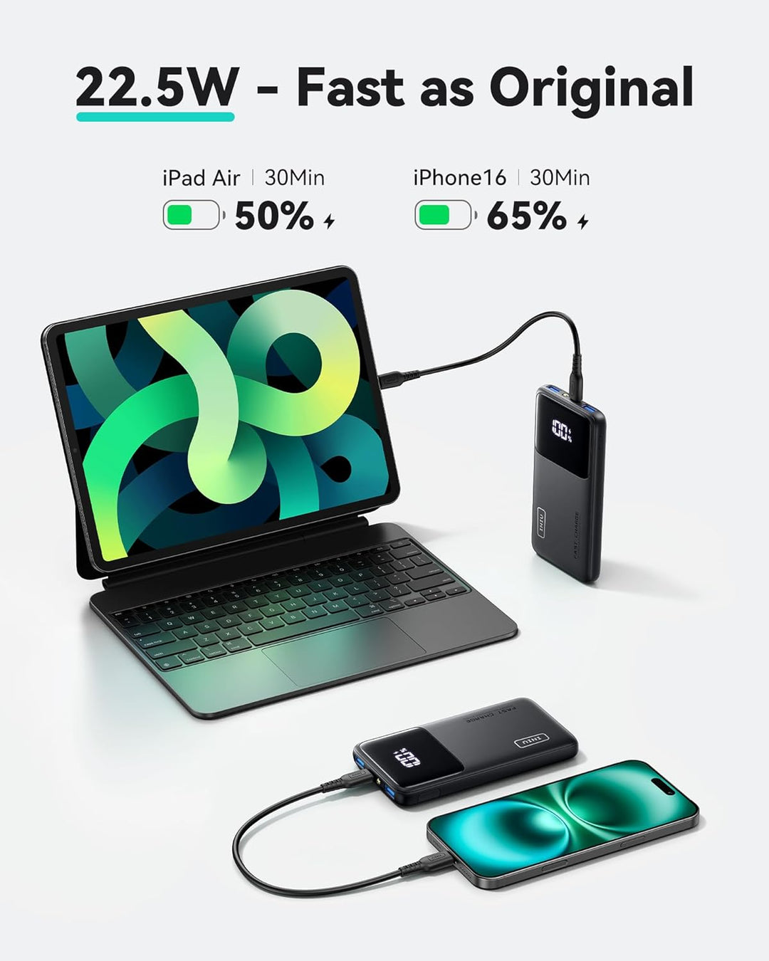 INIU Cargador portátil, carga rápida más delgada de 10000 mAh USB C...
