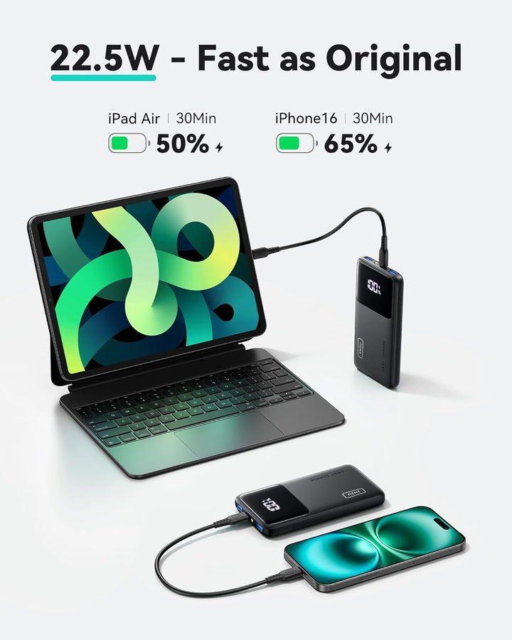 INIU Cargador portátil, carga rápida más delgada de 10000 mAh USB C...