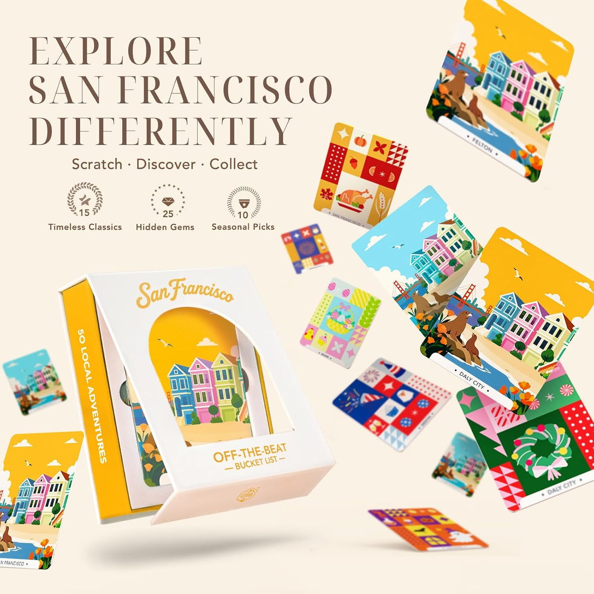 Tarjetas de lista de deseos de San Francisco Adventure, 50 tarjetas para