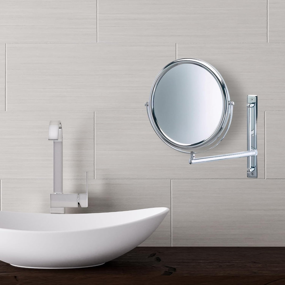 JERDON Espejo de maquillaje de pared de dos caras con aumento 3X-1X - Espejo de 9 pulgadas de diámetro se extiende 9 pulgadas - Acabado cromado pulido - Modelo JP3030CF