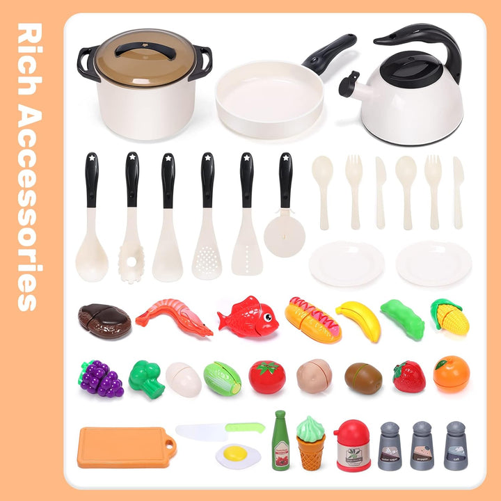 CUTE STONE Juego de accesorios de cocina de juguete, juegos de comi...