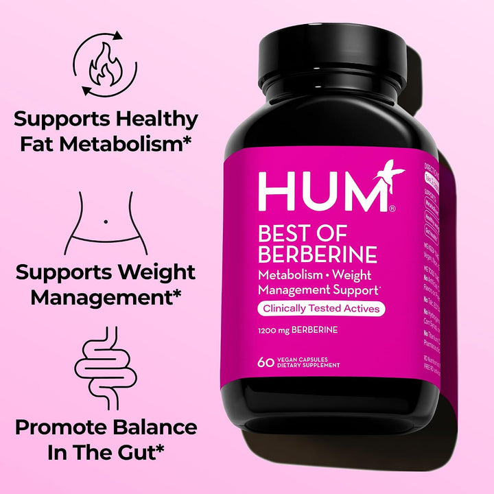 HUM Mejor suplemento de berberina 1200 mg, potencia pura para el bi...