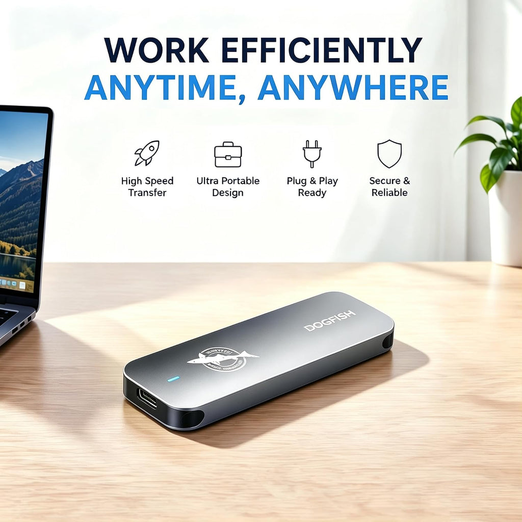 Dogfish 256GB SSD externa portátil, unidad de estado sólido USB 3.1 tipo C