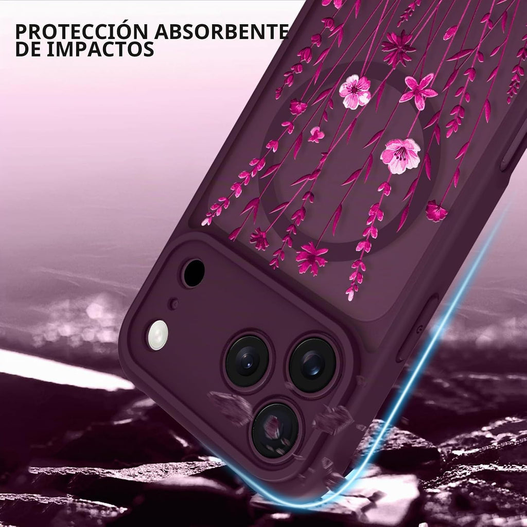OOK Funda para iPhone 18 Pro de 6.3 pulgadas con flores florales color