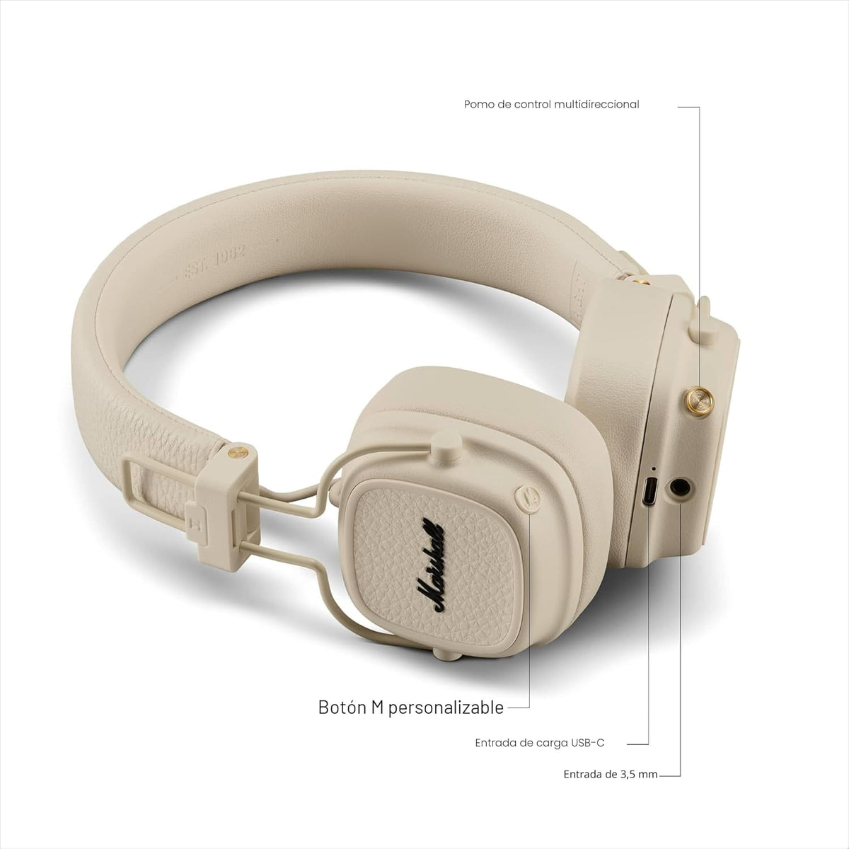 Marshall Major V - Auriculares inalámbricos con Bluetooth para uso