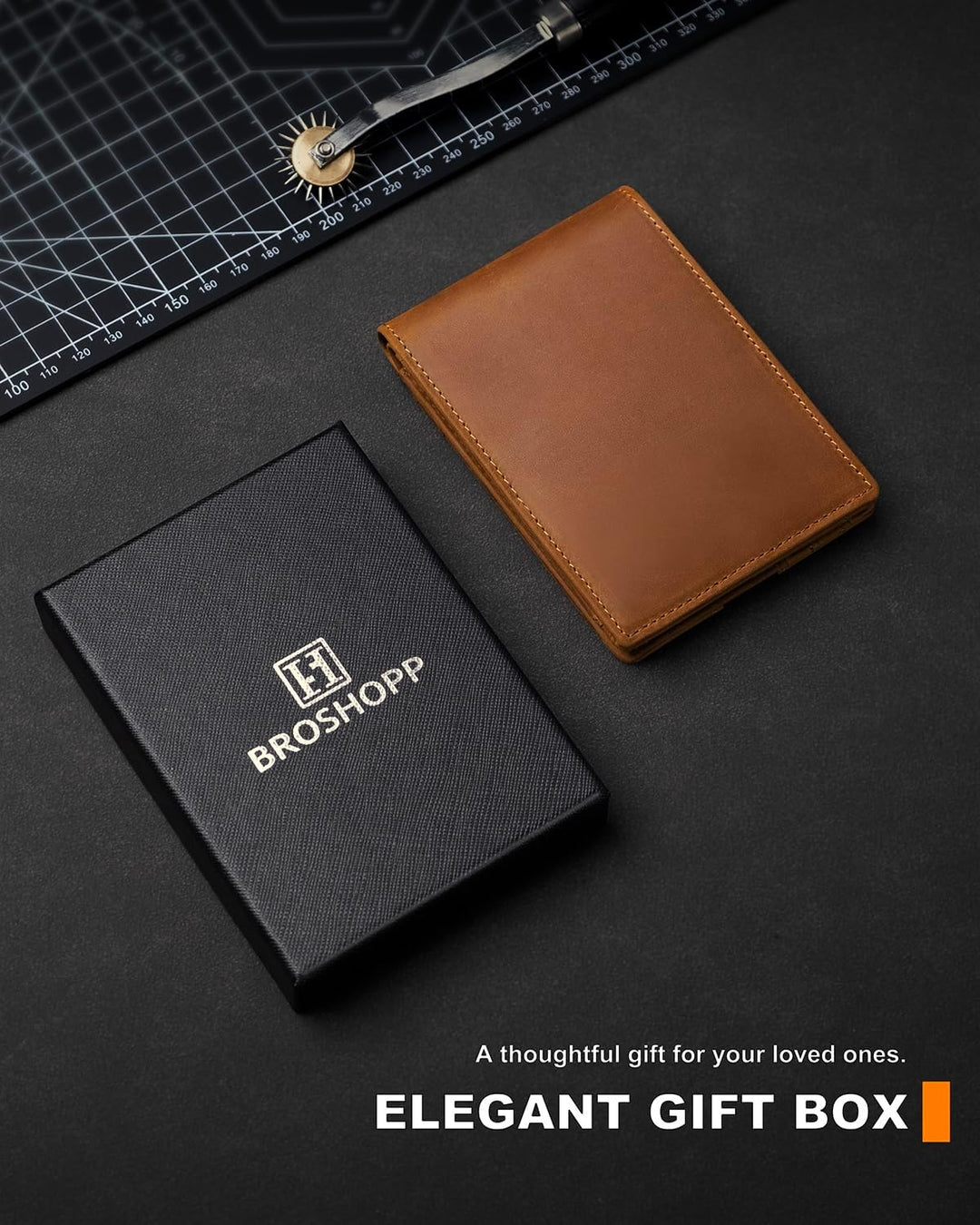 BROSHOPP Billetera Airtag para Hombres, Billetera Bifold de Cuero d...