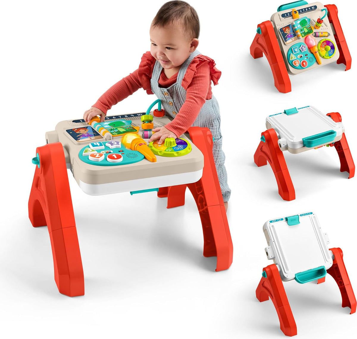 Fisher-Price Mesa de actividades 4 en 1 y caballete, versión multiidioma