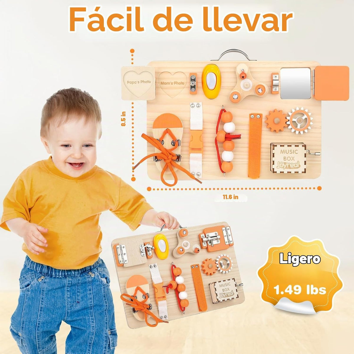 Joyreal Tablero Montessori de madera para niños pequeños