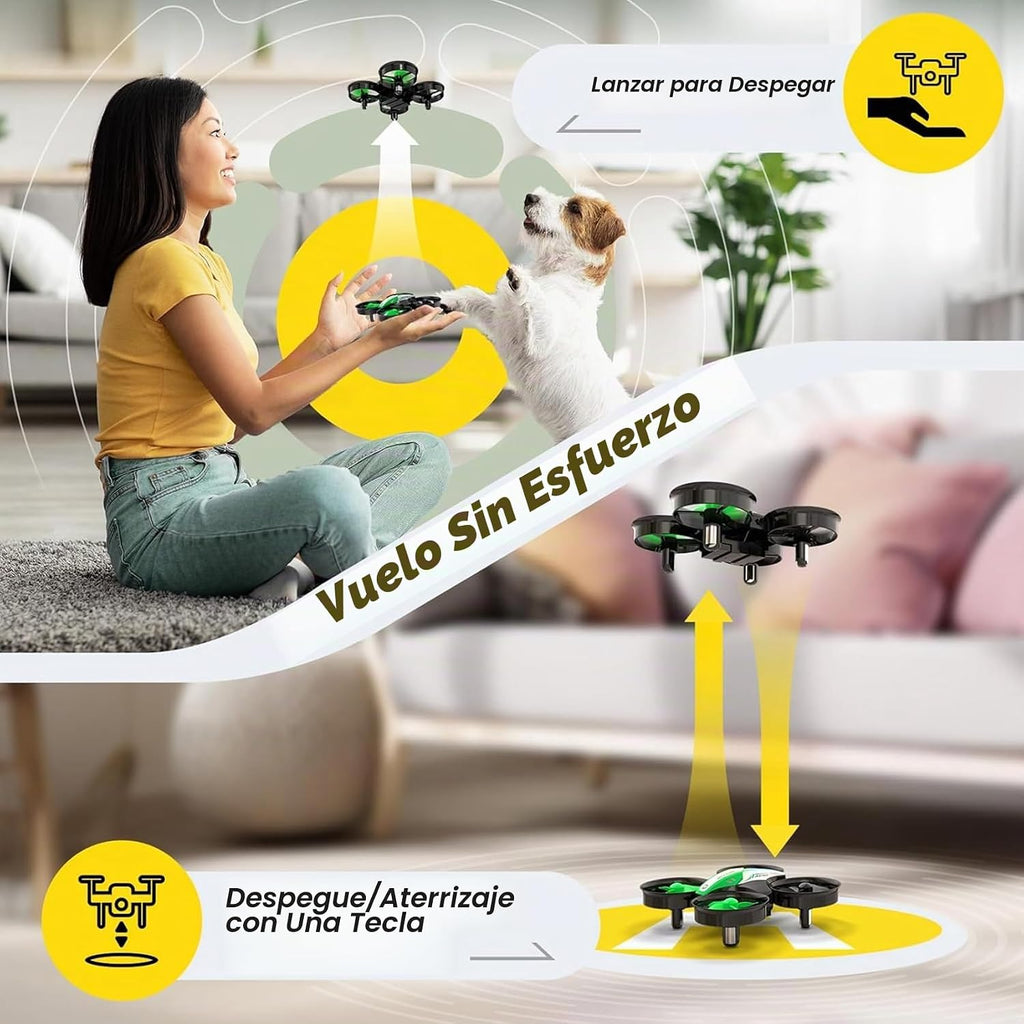 Holy Stone Mini Drone para Niños y Principiantes, Cuadricóptero Interior y Exterior para Niños y Niñas con Auto Hover, Vueltas 3D, 3 Baterías, Modo Sin Cabeza, Excelente Juguete de Regalo de Pascua para Niños y Niñas, HS210 Verde