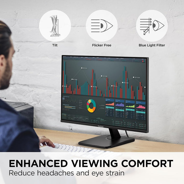 ViewSonic VA2456A-MHD Monitor de 24 pulgadas 1080p, pantalla IPS co...