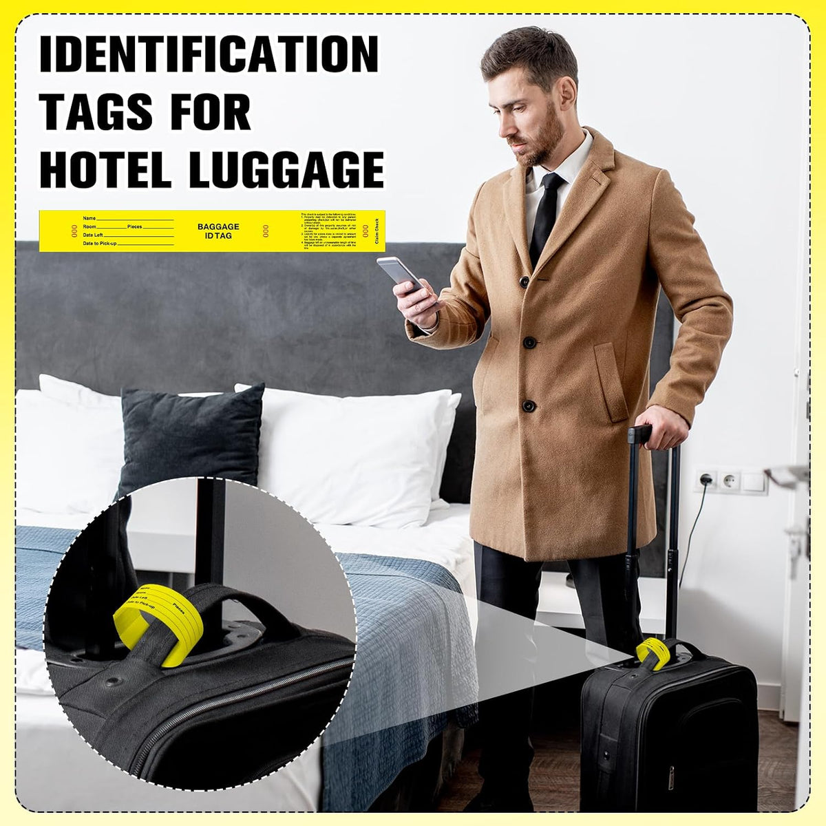 Feifeiya 1000 - Etiquetas de identificación para equipaje de hotel con