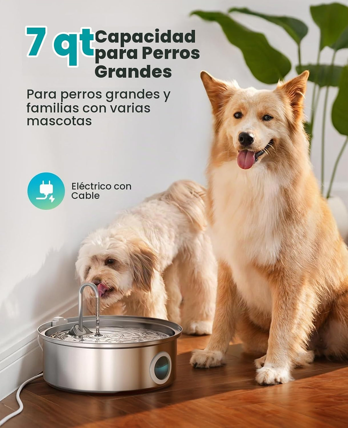 oneisall 7L/230oz Fuente de Agua para Perros para Hogar Multi-mascota, PWF002
