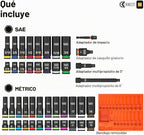 Klein Tools 65148HD KNECT Juego de llaves de impacto profundas y poco profundas, unidad de 3/8 pulgadas, SAE y métrico, juego de herramientas de 44 piezas, destornillador de impacto