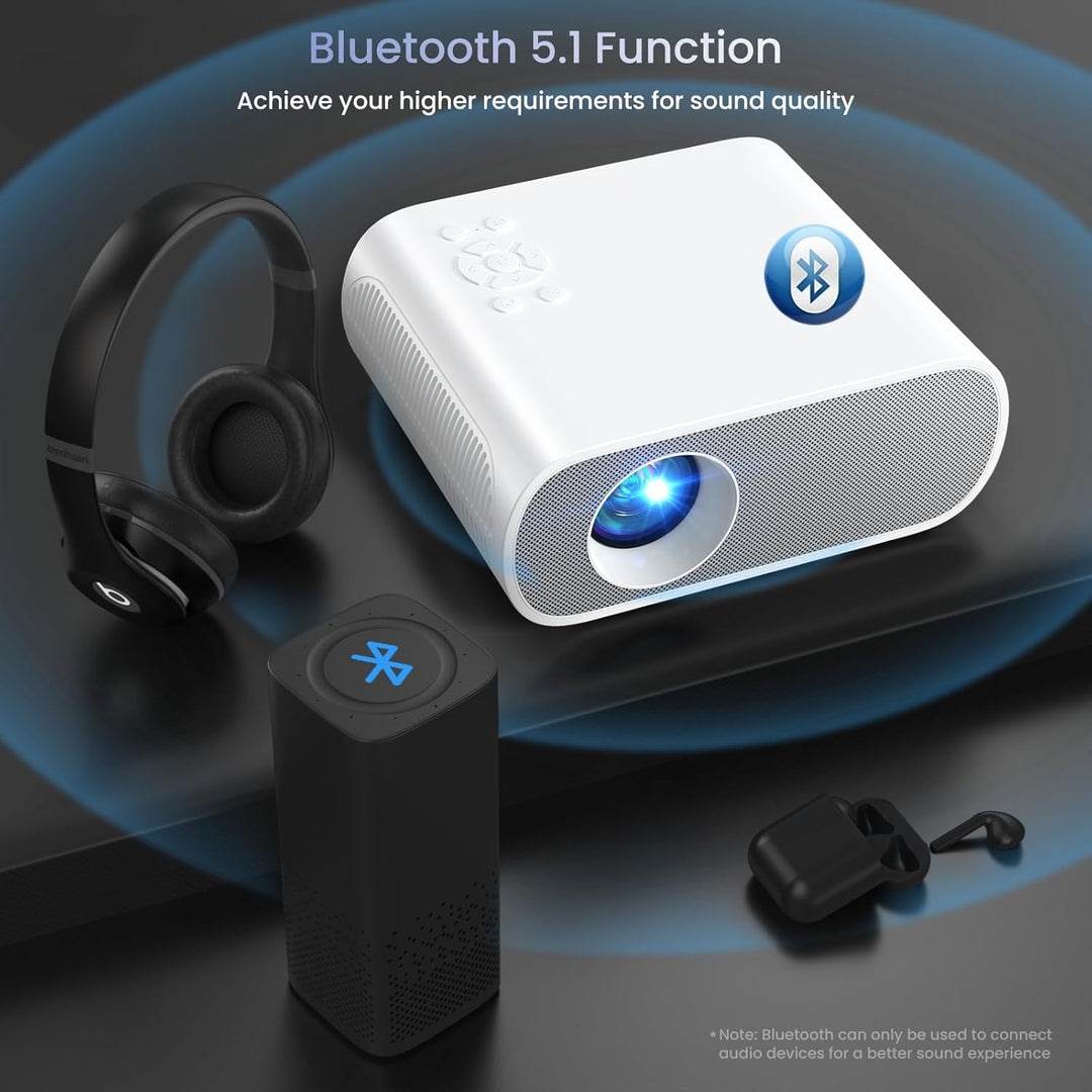 HOMPOW Proyector, Nativo 1080P Full HD Bluetooth Proyector con Alta...
