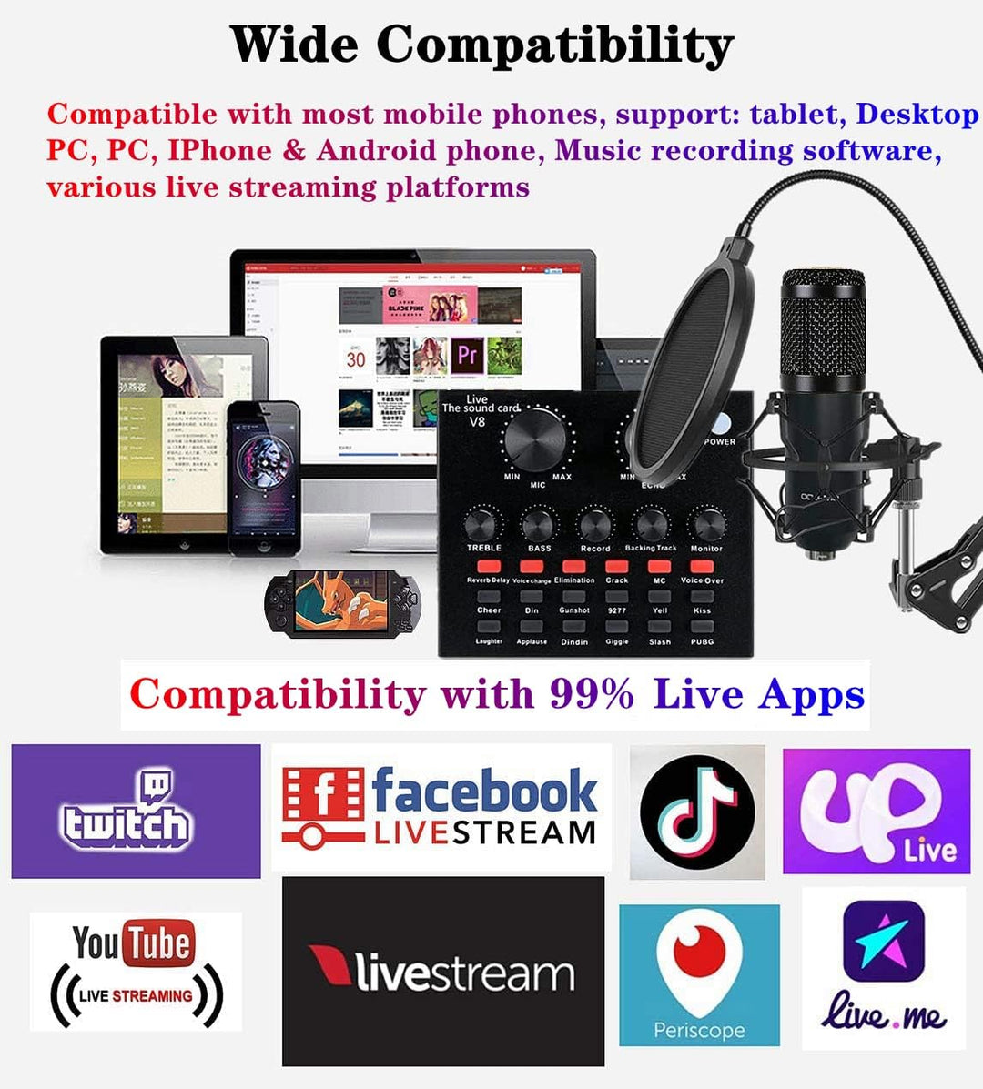 Paquete de equipo de podcast, condensador BM-800 con cambiador de v...