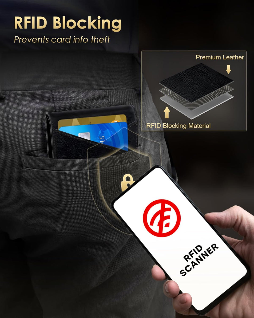 QLD Cartera para hombres \u2013 Bloqueo RFID [funcional y práctico]...