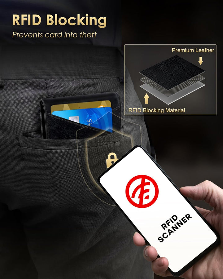 QLD Cartera para hombres \u2013 Bloqueo RFID [funcional y práctico]...
