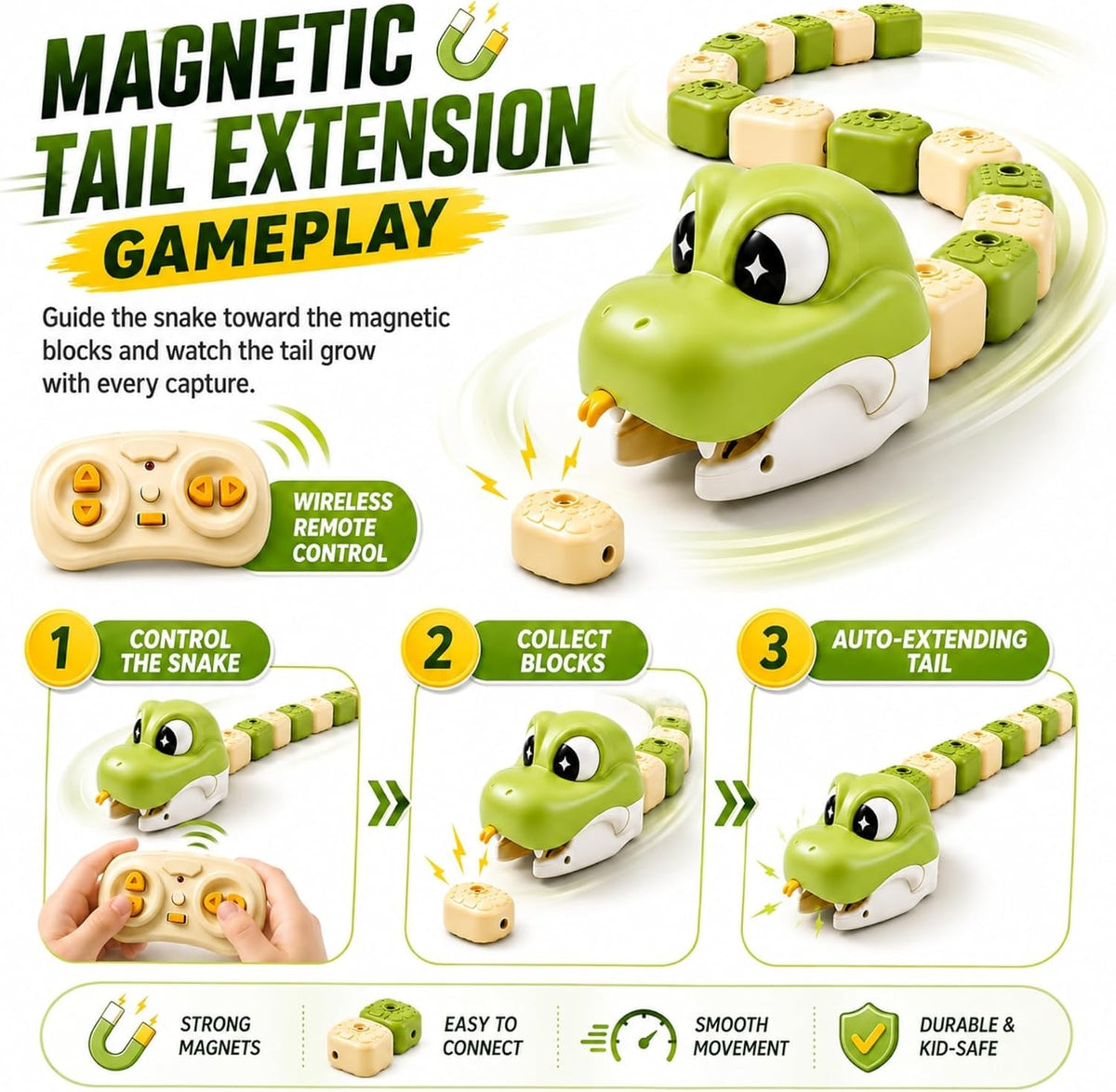 Juego de serpiente magnética para 2 jugadores para niños, juguete de juego