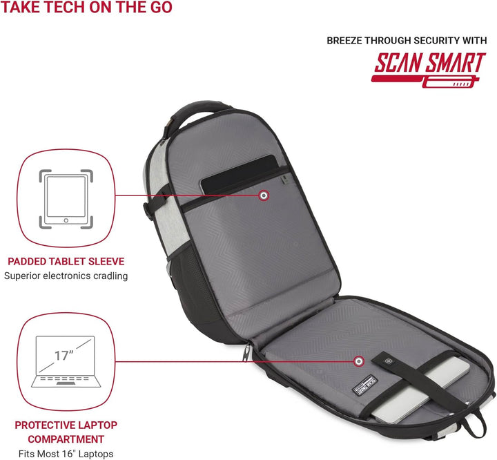 SwissGear Travel Tech Pro - Mochila para laptop de hasta 16 pulgada...