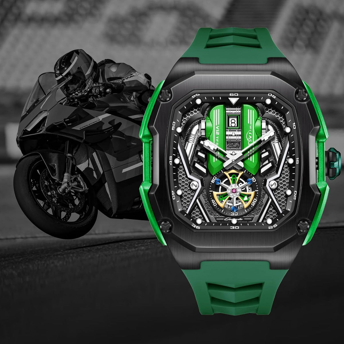 relojes de pulsera informales para hombre, diseño luminoso, cara grande, reloj negro de cuarzo de 30 ATM, regalos únicos para hombres.