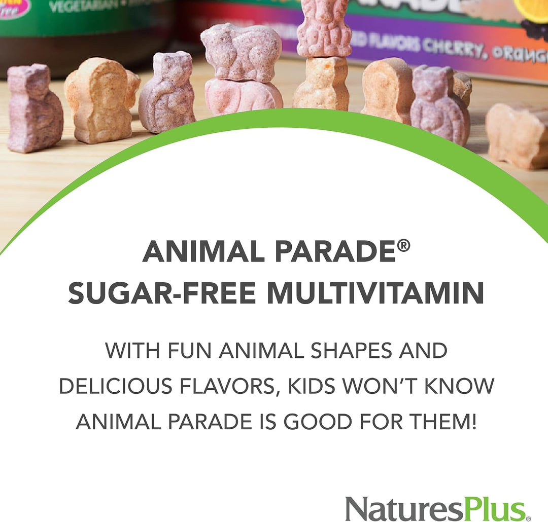 NaturesPlus Animal Parade - Multivitamínico infantil sin azúcar, va...
