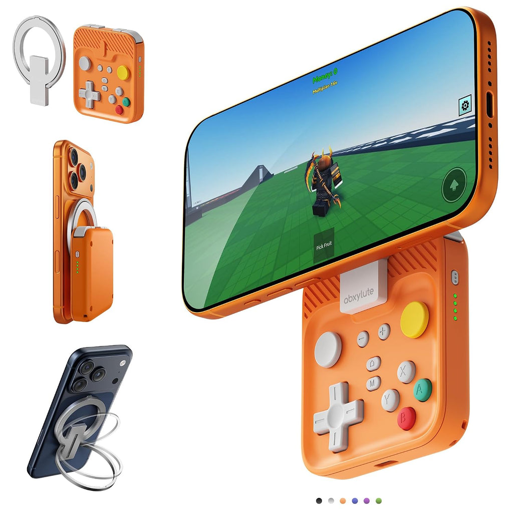 abxylute M4 - Controlador móvil para juegos a presión para Android y iPhone, Switch 1 y 2, controlador Bluetooth portátil, soporte retro de bolsillo para teléfono arcade, doble joystick Turbo Pro