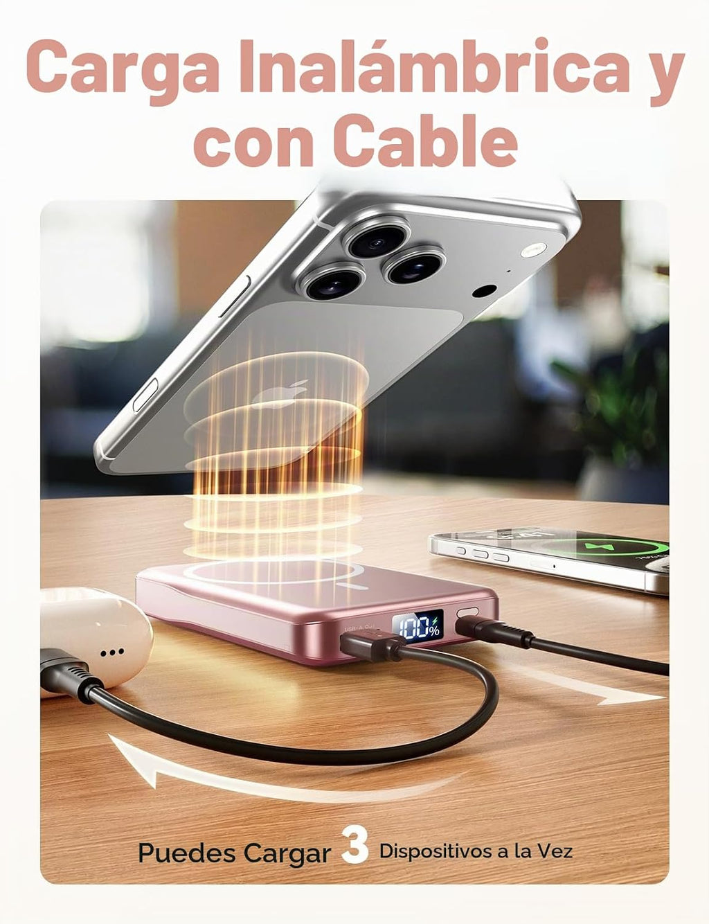 Cargador portátil magnético 10000mAh, batería MagSafe de carga rápida