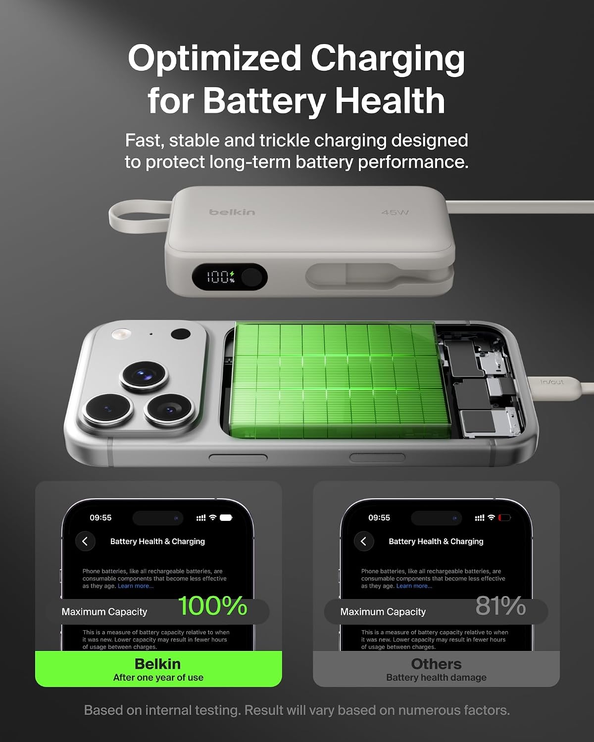 Belkin Banco de energía con cargador portátil de 10000 mAh y 45 W c...
