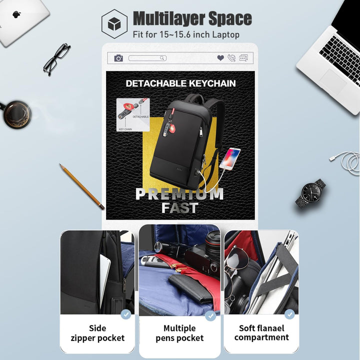 BOPAI Mochila para laptop súper delgada de 15 pulgadas para hombre...