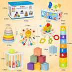 6 en 1 Juego Montessori para Bebés, Set Sensorial para Recién Nacidos, Regalo de Aprendizaje Temprano