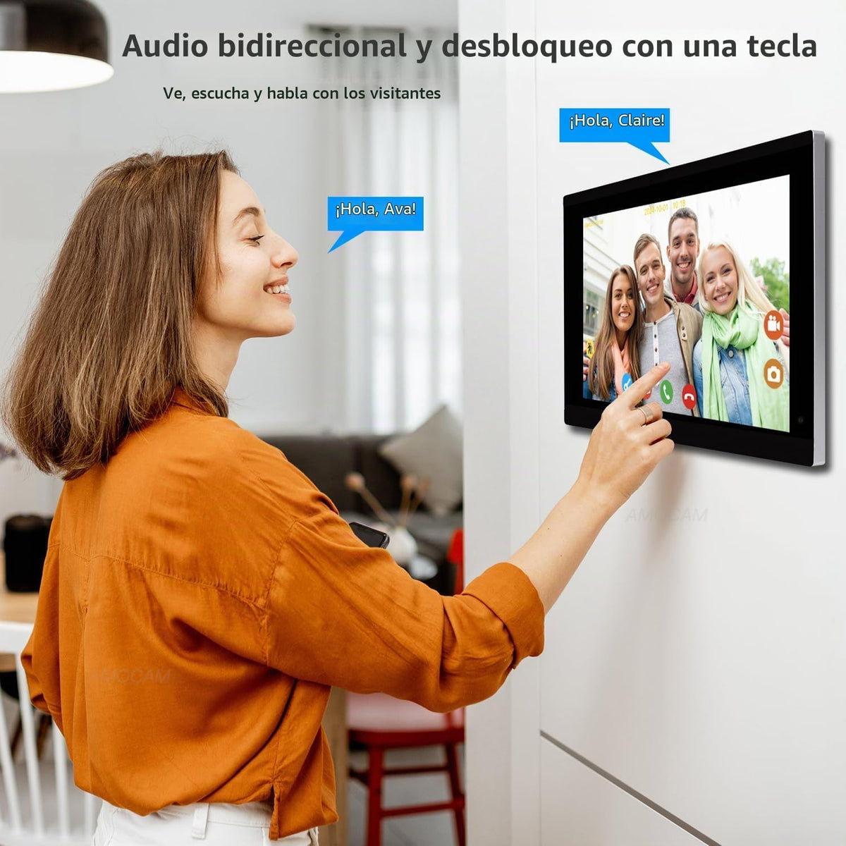 Sistema de intercomunicación video de 2 cables, timbre video 1080P monitor