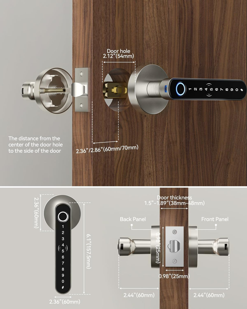 TMEZON Cerradura inteligente para puerta, huella digital, cerradura...