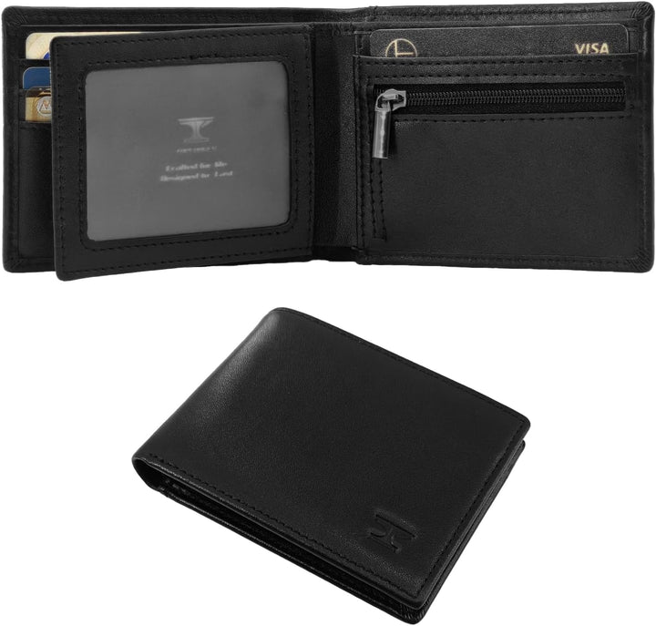 TOPFORGES Cartera de piel auténtica RFID para hombre, delgada, pleg...