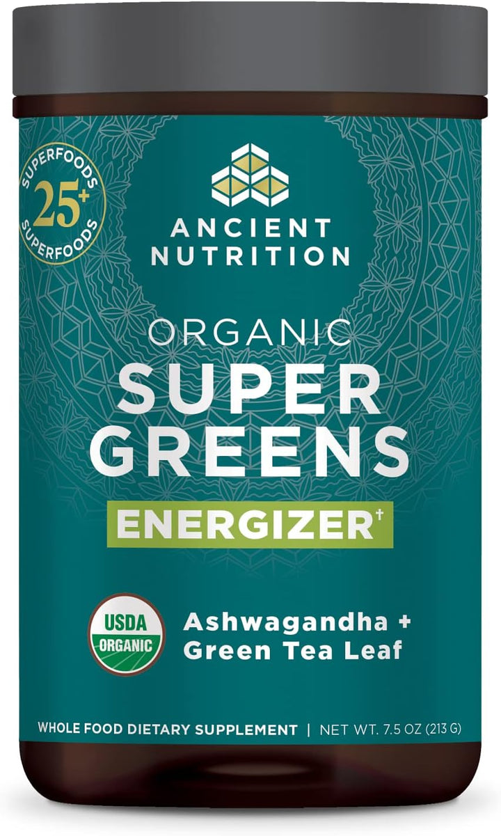 Ancient Nutrition Polvo energizante orgánico SuperGreens con probió...