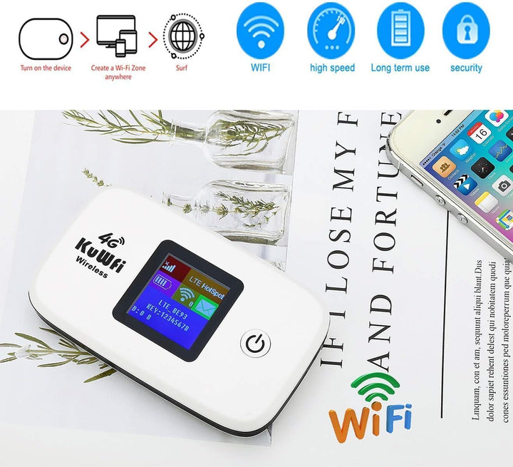 KuWFi Dispositivo de punto de acceso Wi-Fi desbloqueado 4G LTE | Ho...