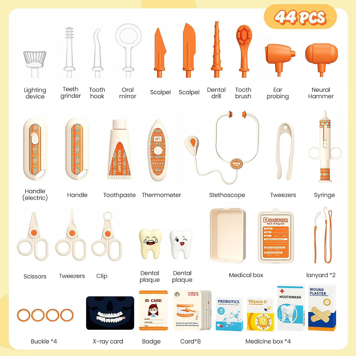 Set de Médico para Niños Pequeños Juguete de Simulación 44 Pzs Juguete STEM para Niños y Niñas Regalo