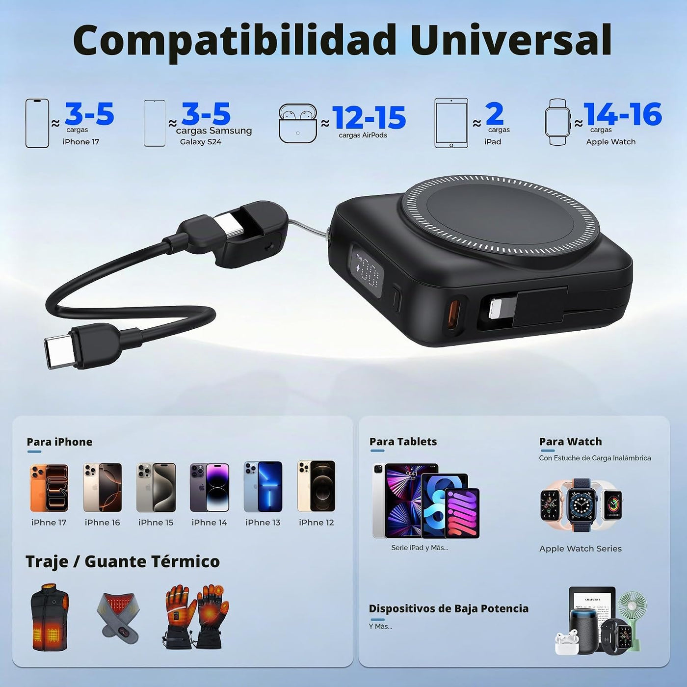 Cargador portátil de 20000 mAh de 22.5 W de carga rápida para iWatc...