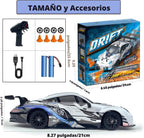 Auto RC Drift de 2.4 GHz, escala 1:24, 4WD, de alta velocidad, coches de control remoto vehículo con luces LED, dos baterías y neumáticos de drift, autos de juguete deportivos de carreras
