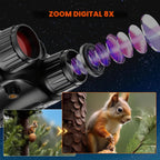 Gafas de visión nocturna 4K para niños, prismáticos de visión nocturna a todo color de 36 MP Zoom 8X 850 nm Stealth IR para observación negra, regalo con brújula, grabación de fotos y video 4K