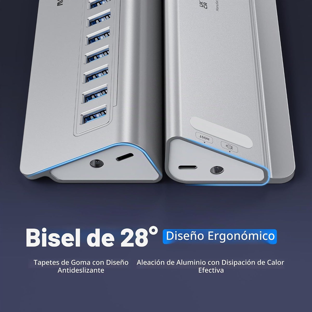 intpw, YH16A, hub USB 3.2 de 16 puertos, alimentado