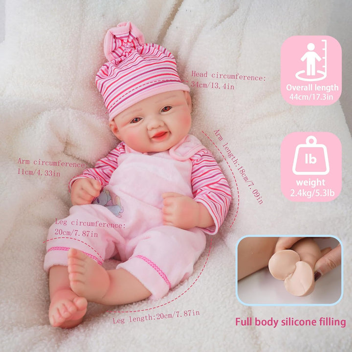 Muñeca de bebé de 44.5 cm \/ 17.5 pulgadas para niña, muñeca de beb...
