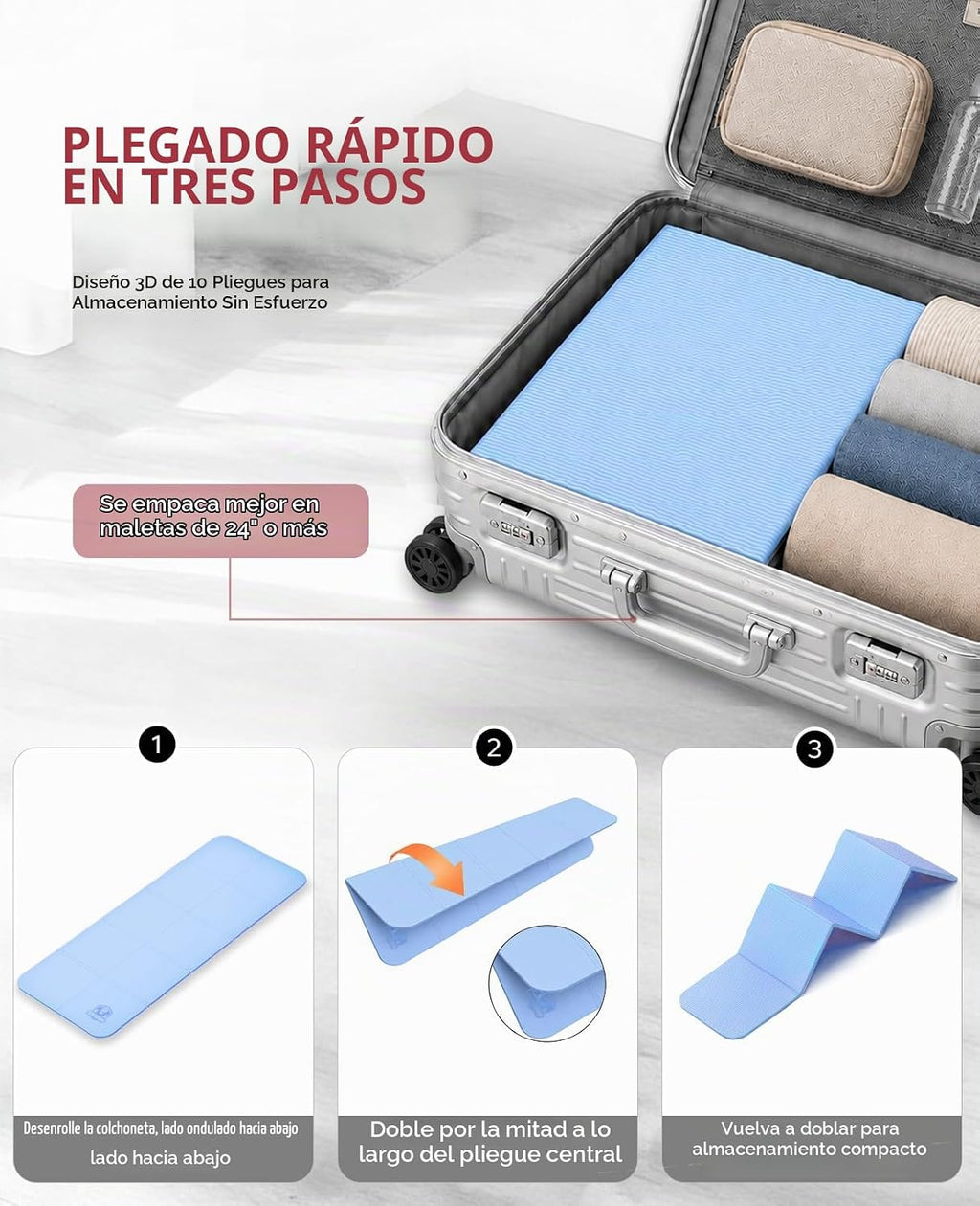 HAPBEAR Esterilla de yoga plegable de 72 x 24 x 0.24 pulgadas (0.236 in