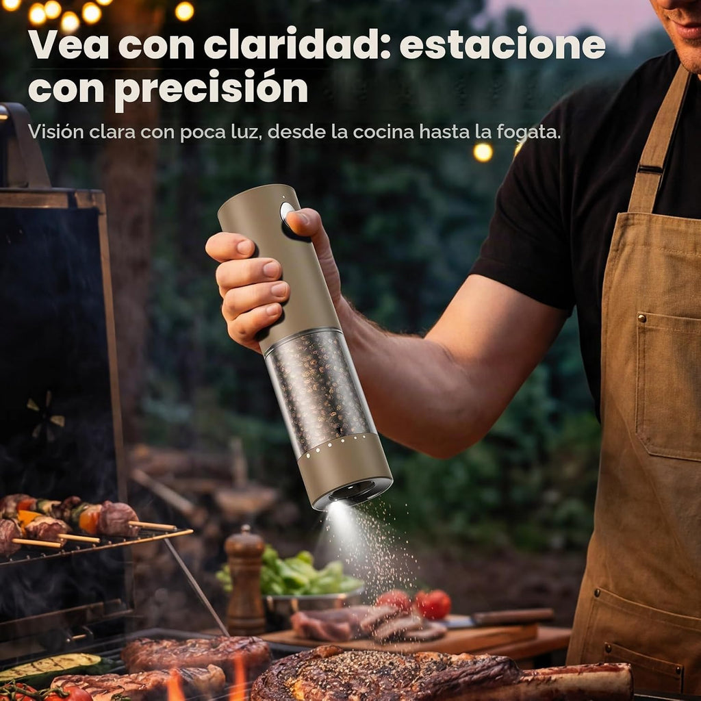 Juego de molinillo eléctrico de sal y pimienta, salero y pimentero automático recargable con 6 grosores ajustables, molinillo de pimienta de gran capacidad, electrodomésticos de cocina, regalos para