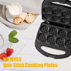 OSTBA - Mini waflera para hacer 8 mini waffles, pequeña plancha para gofres