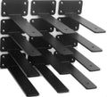 Paquete de 12 soportes de estante en L ocultos negros de 8 pulgadas (1/5 pulgadas de grosor), soportes flotantes de hierro rústicos industriales para soporte de estantes