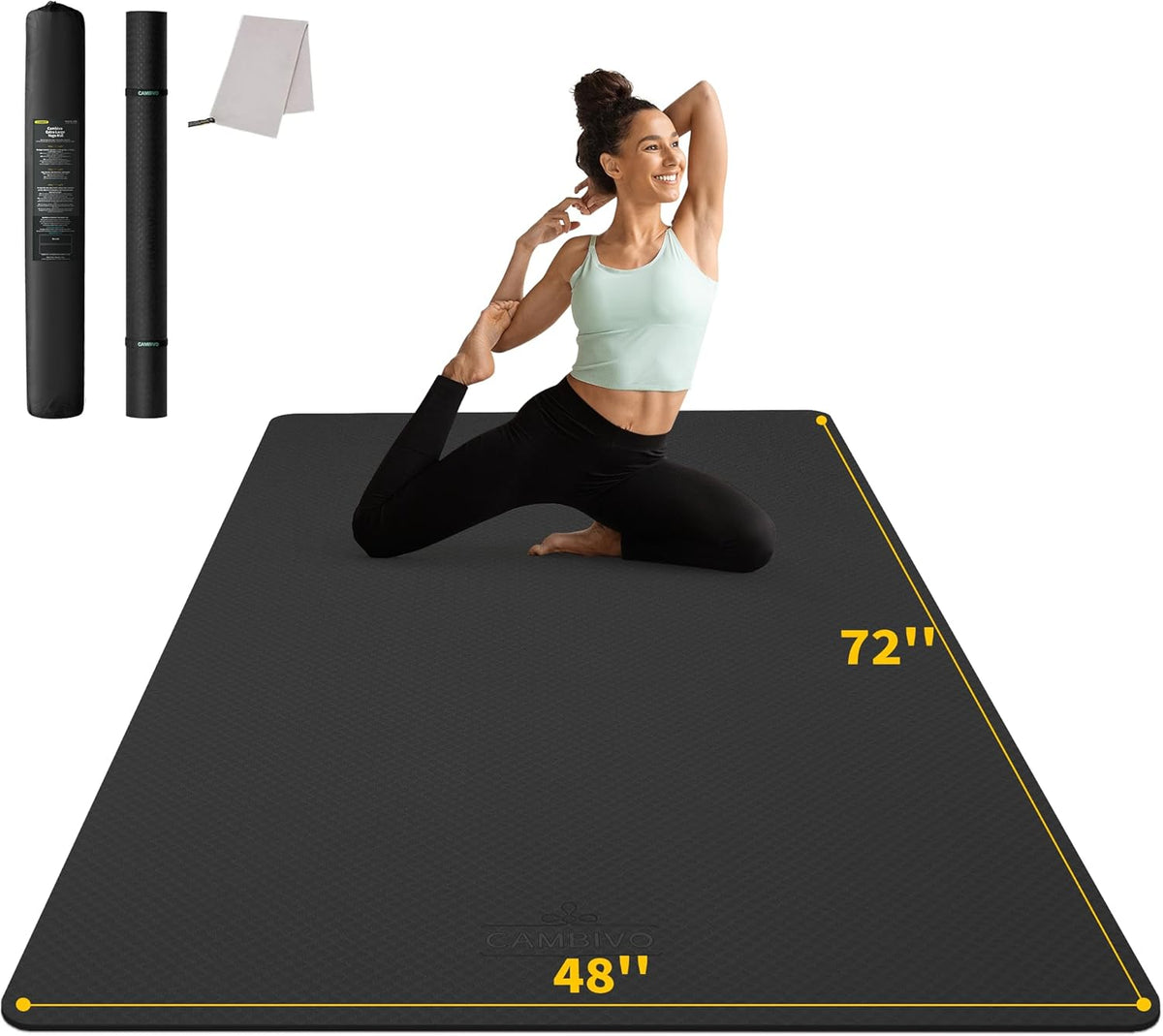 CAMBIVO Esterilla de Yoga Grande (6' x 4'), Alfombrilla de Entrenamiento Extra Ancha para Hombres y Mujeres, Esterilla de Yoga Gruesa de 1/3 y 1/4 Pulgadas, Alfombrillas de Ejercicio para